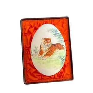 Vintage  tiger hand painted Egg
